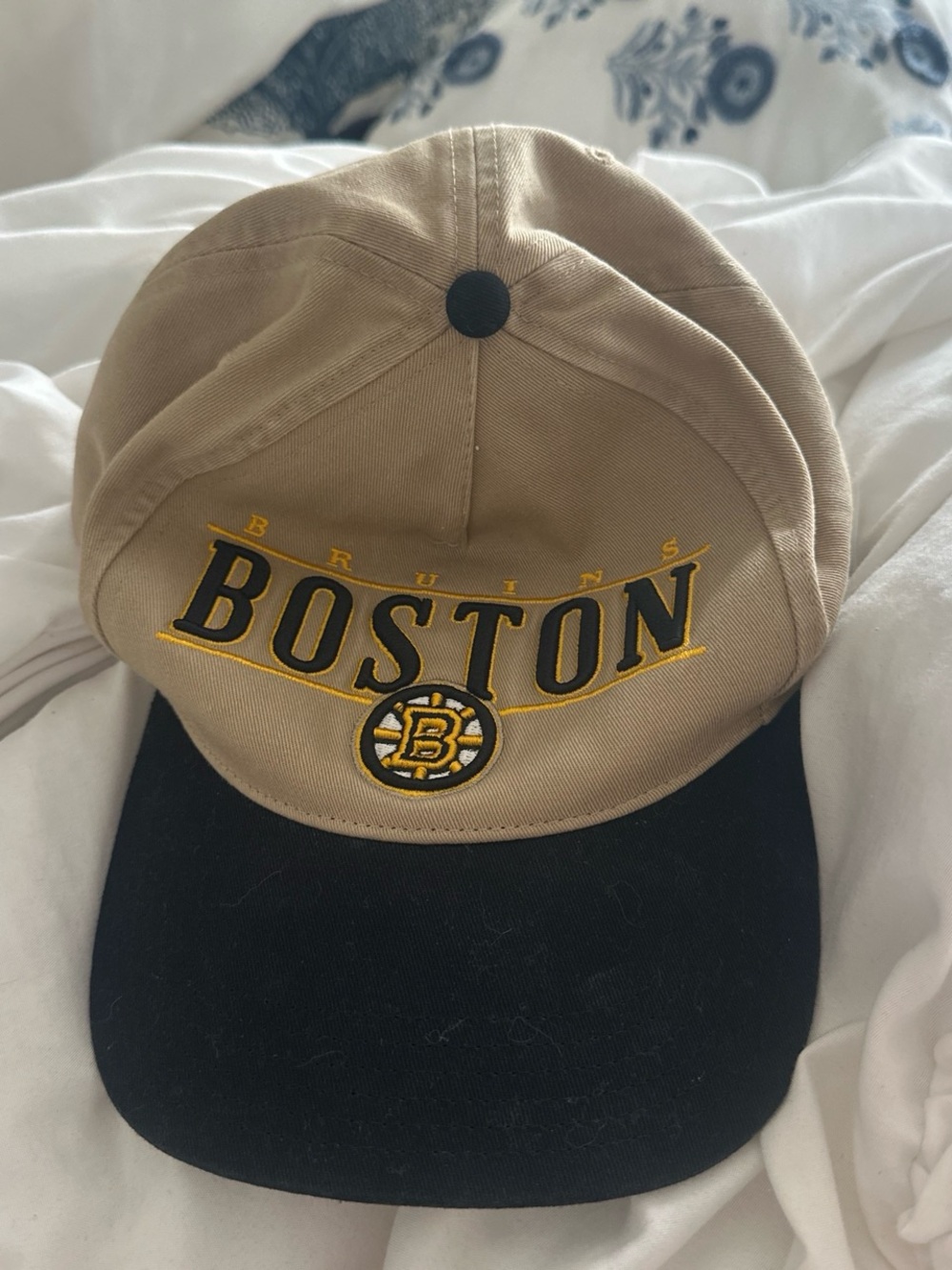 NHL Boston Bruins Tan and Black Embroidered Logo Hat